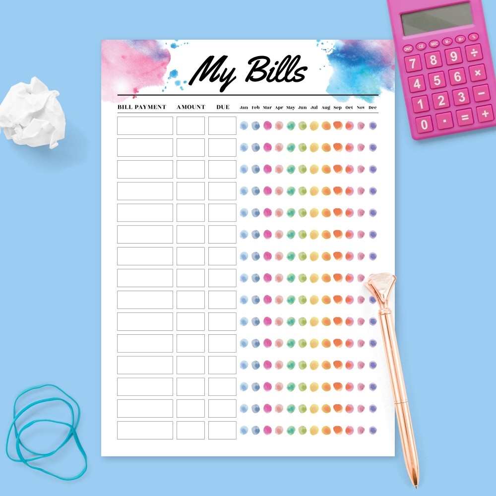 Bill Tracker Template Free Printable