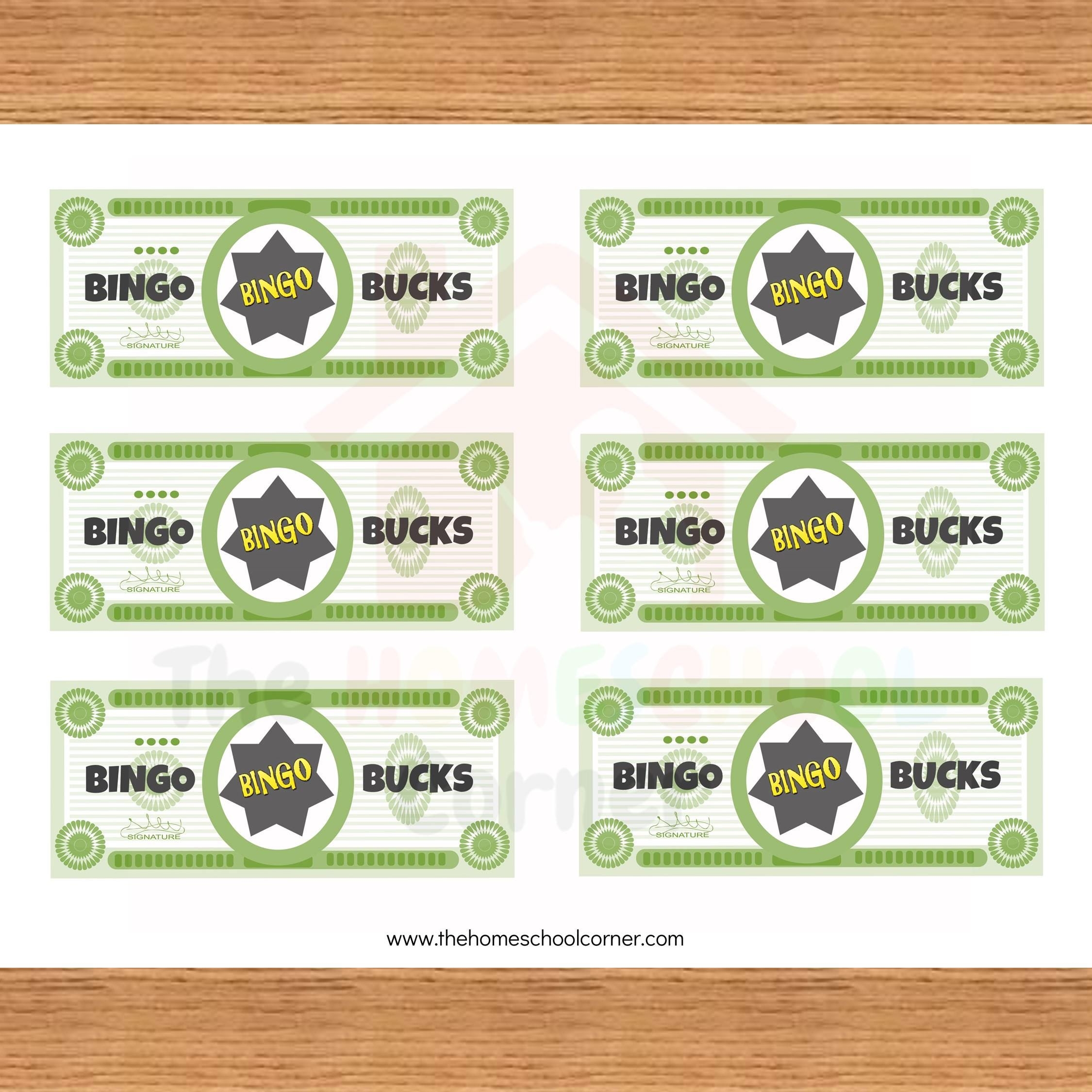 Bingo Bucks Printable Bingo Game Money Play Money Bingo Party 
