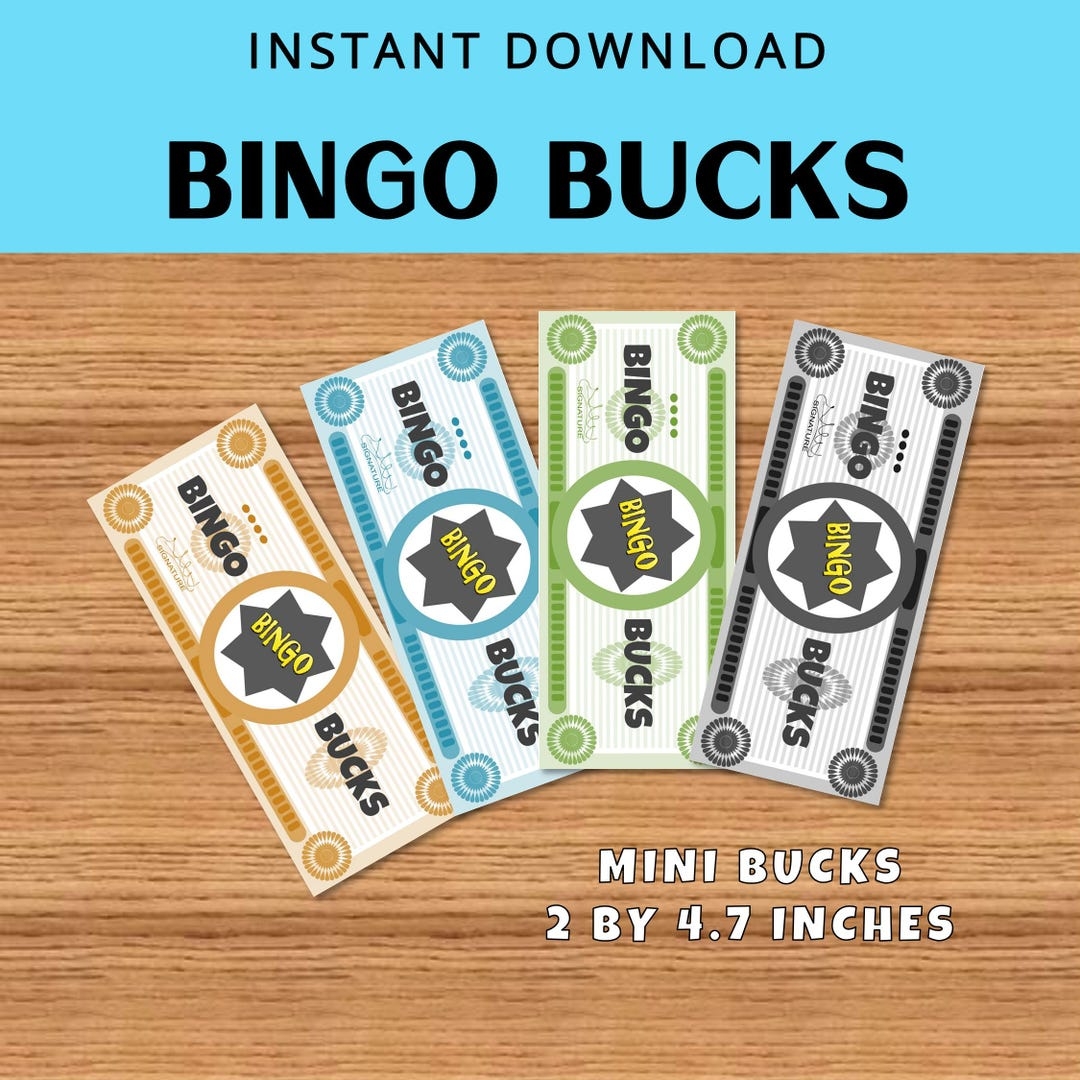 Bingo Bucks Printable Bingo Game Money Play Money Bingo Party 