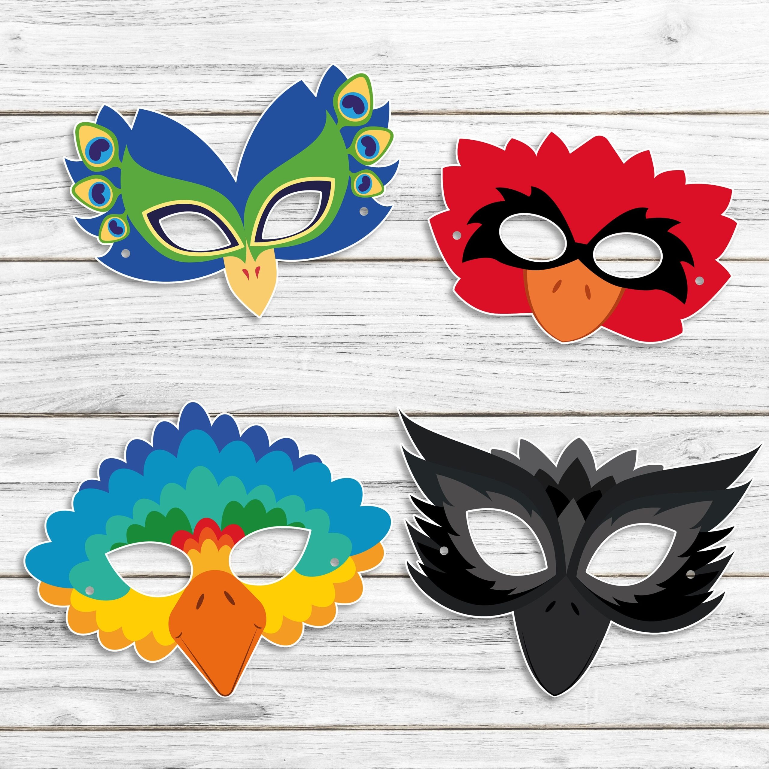 BIRD Animal Mask Printable Paper Craft Template Party Favor Pet 
