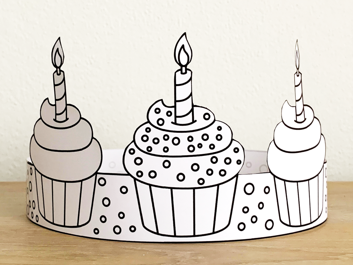Birthday Cupcakes Paper Crown Printable Coloring Craft Activity Made By Teachers