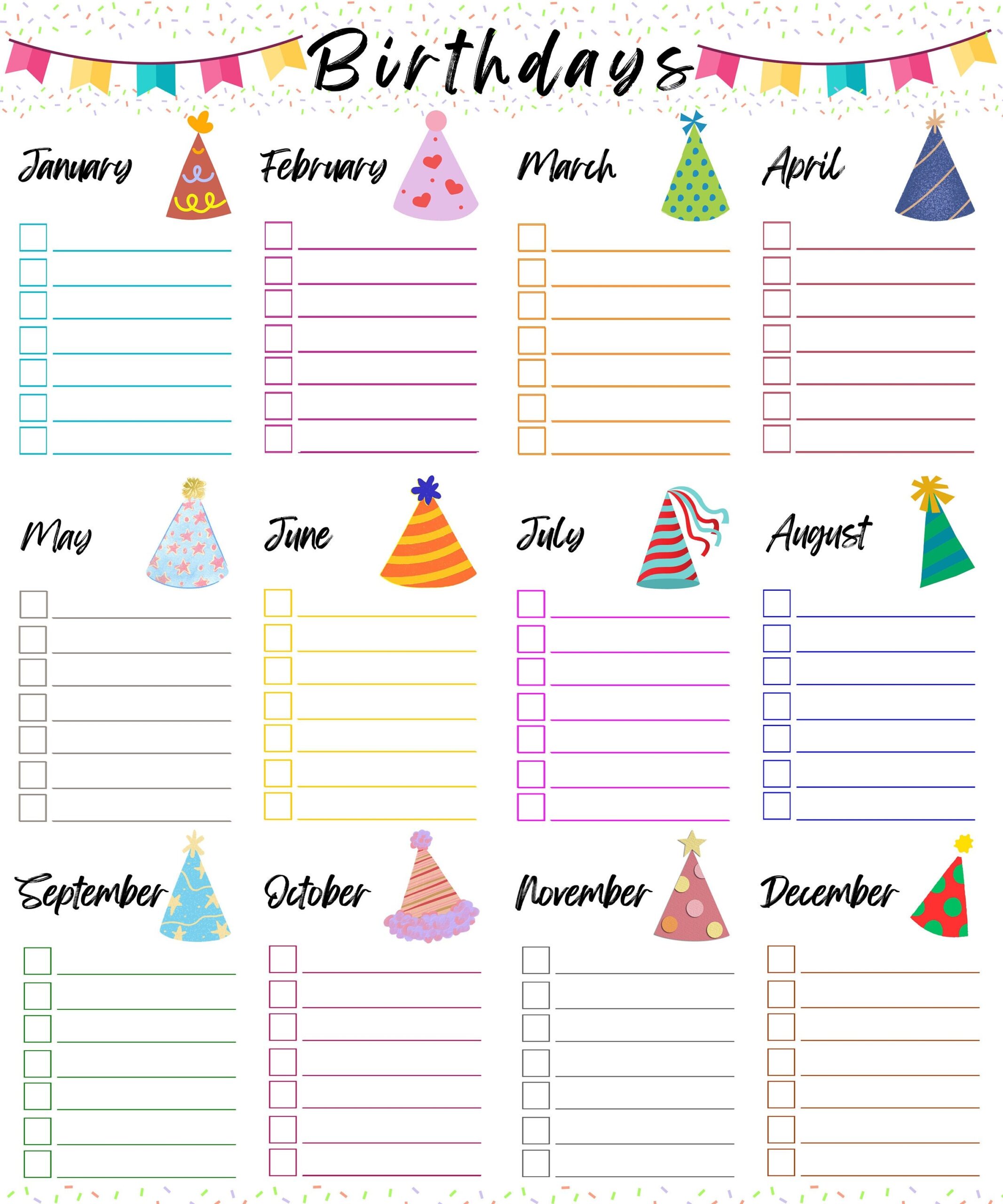 Birthday List PDF Birthday Calendar Printable Birthday Tracker Birthday List Birthday Organizer Birthday Calendar Birthday Reminder