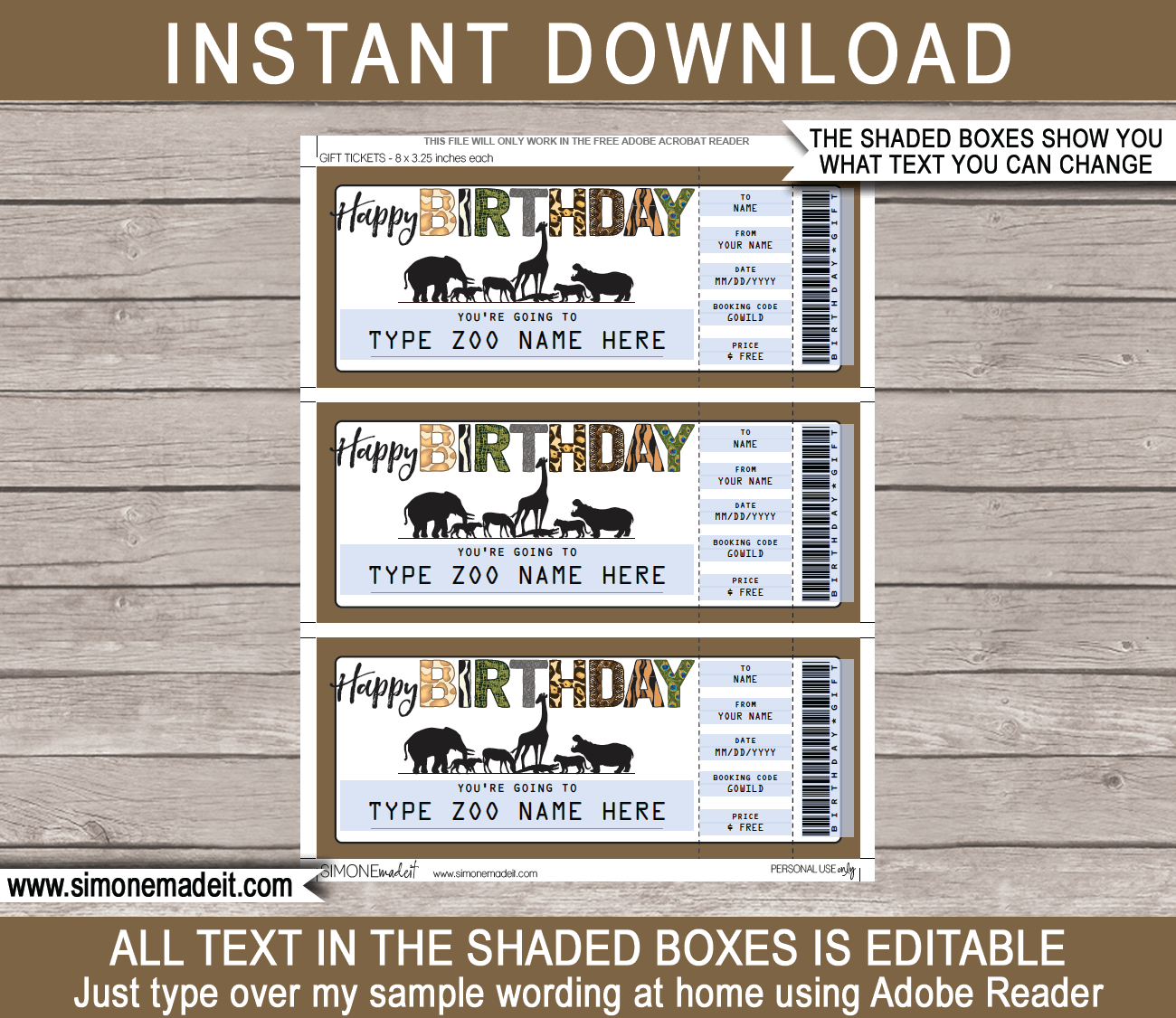 Free Printable Zoo Ticket Template