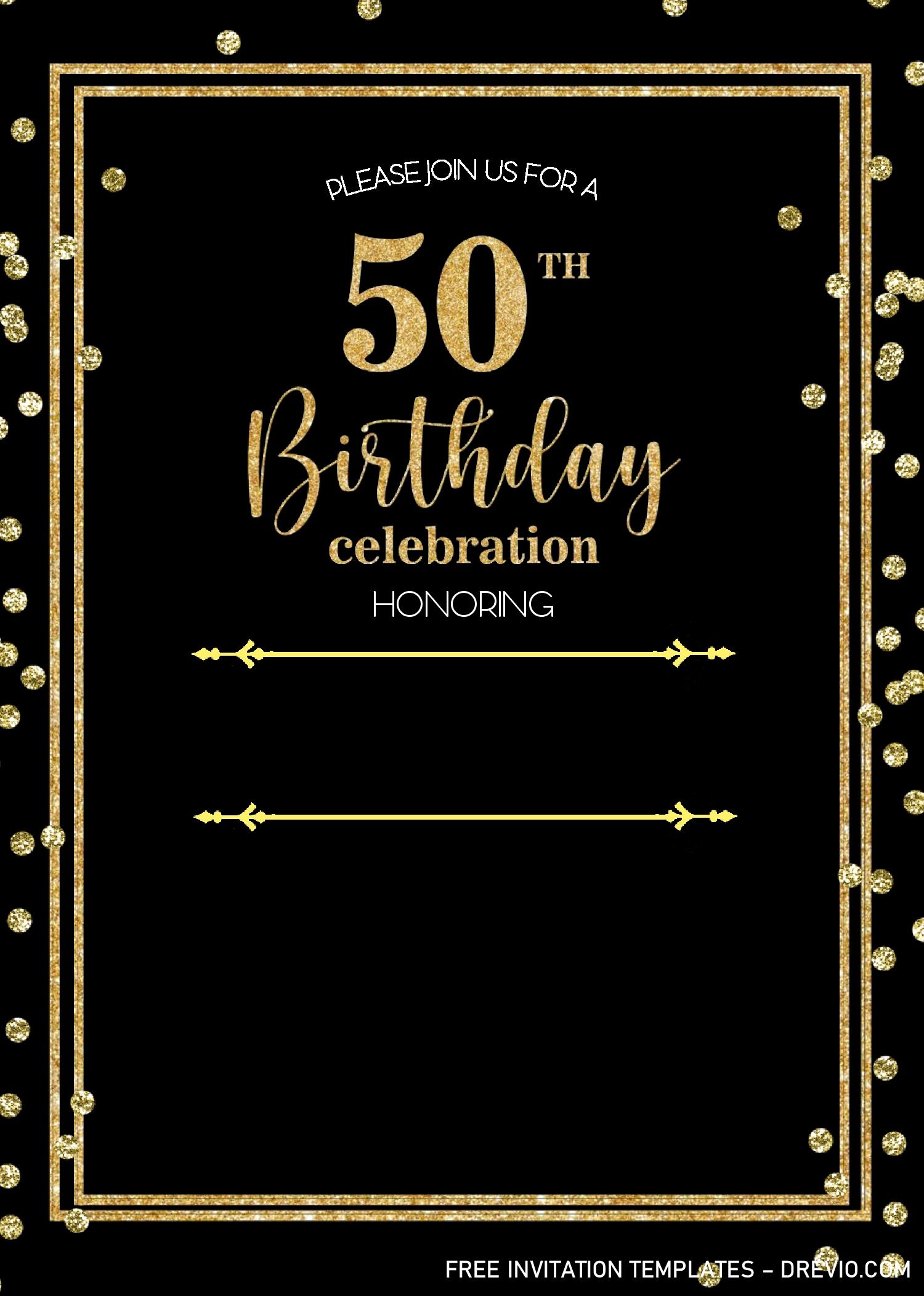 Black And Gold 50th Birthday Invitation Templates Editable With MS Word Black And Gold 50th Birthday Invitation Templates Editable With MS Word