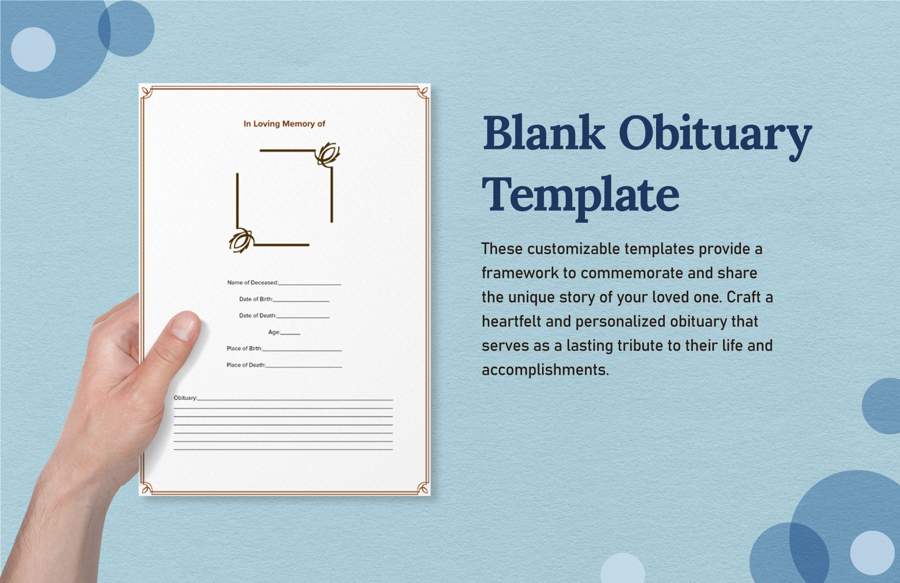 Blank Obituary Templates In Word PDF Google Docs Download Template
