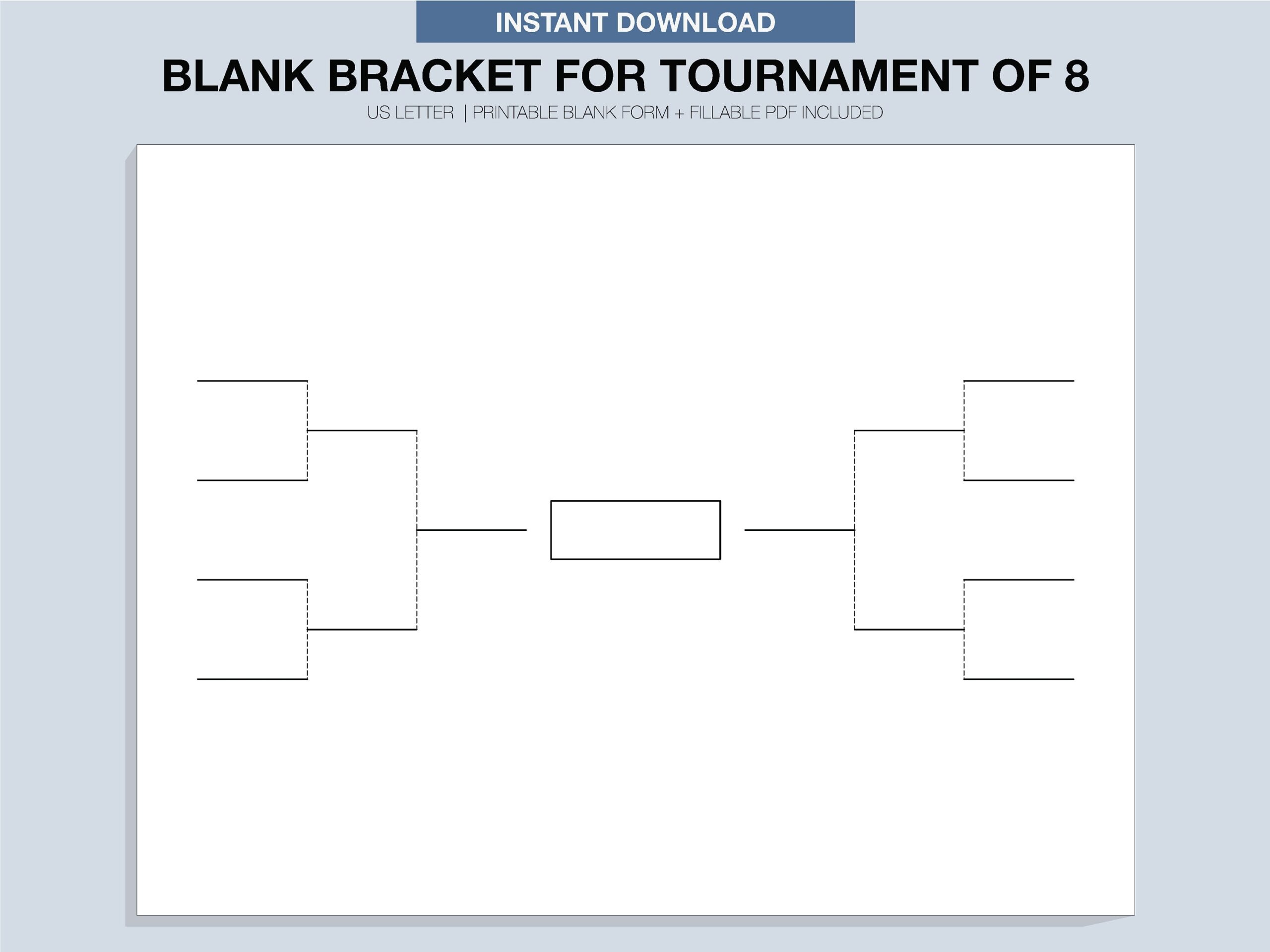 Blank Tournament Bracket Printable Fillable PDF Single Elimination Etsy Australia