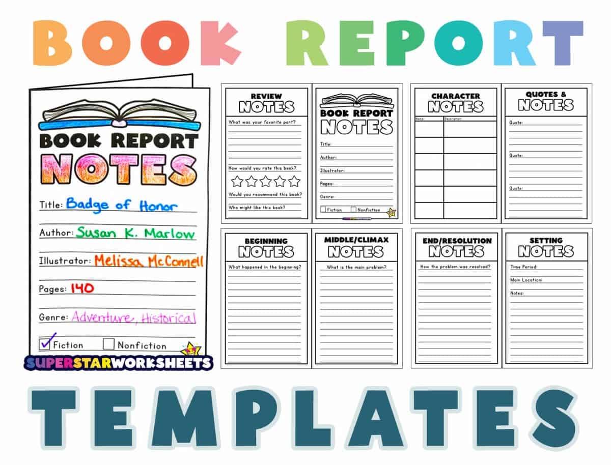 Book Report Templates Superstar Worksheets