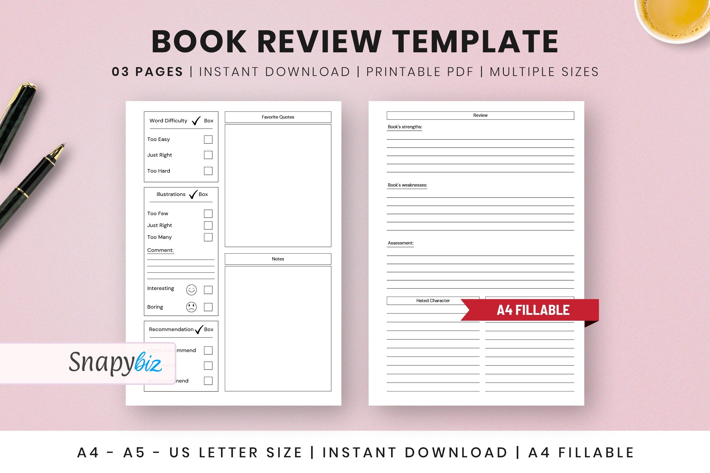 Book Review Template Simple Book Review Printable