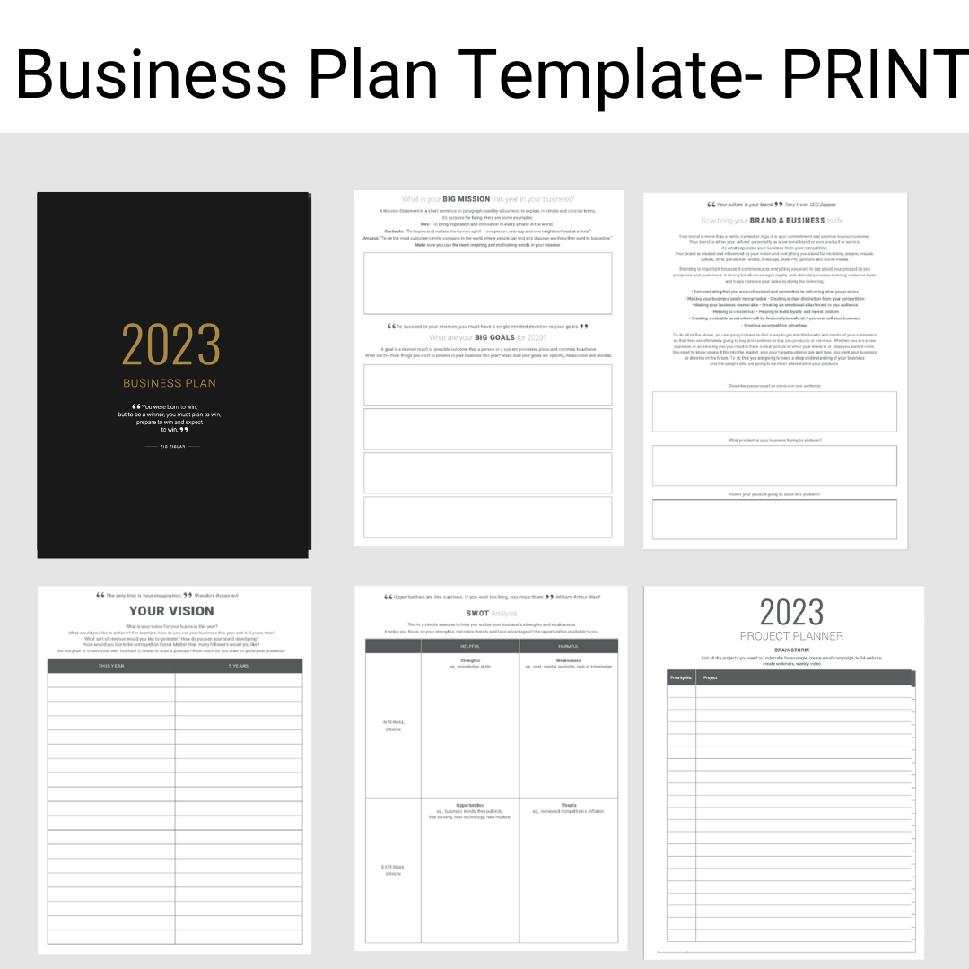 Business Plan Template PRINT VERSION MY PA The Best Business Planner For Entrepreneurs U0026 Small Business Owners