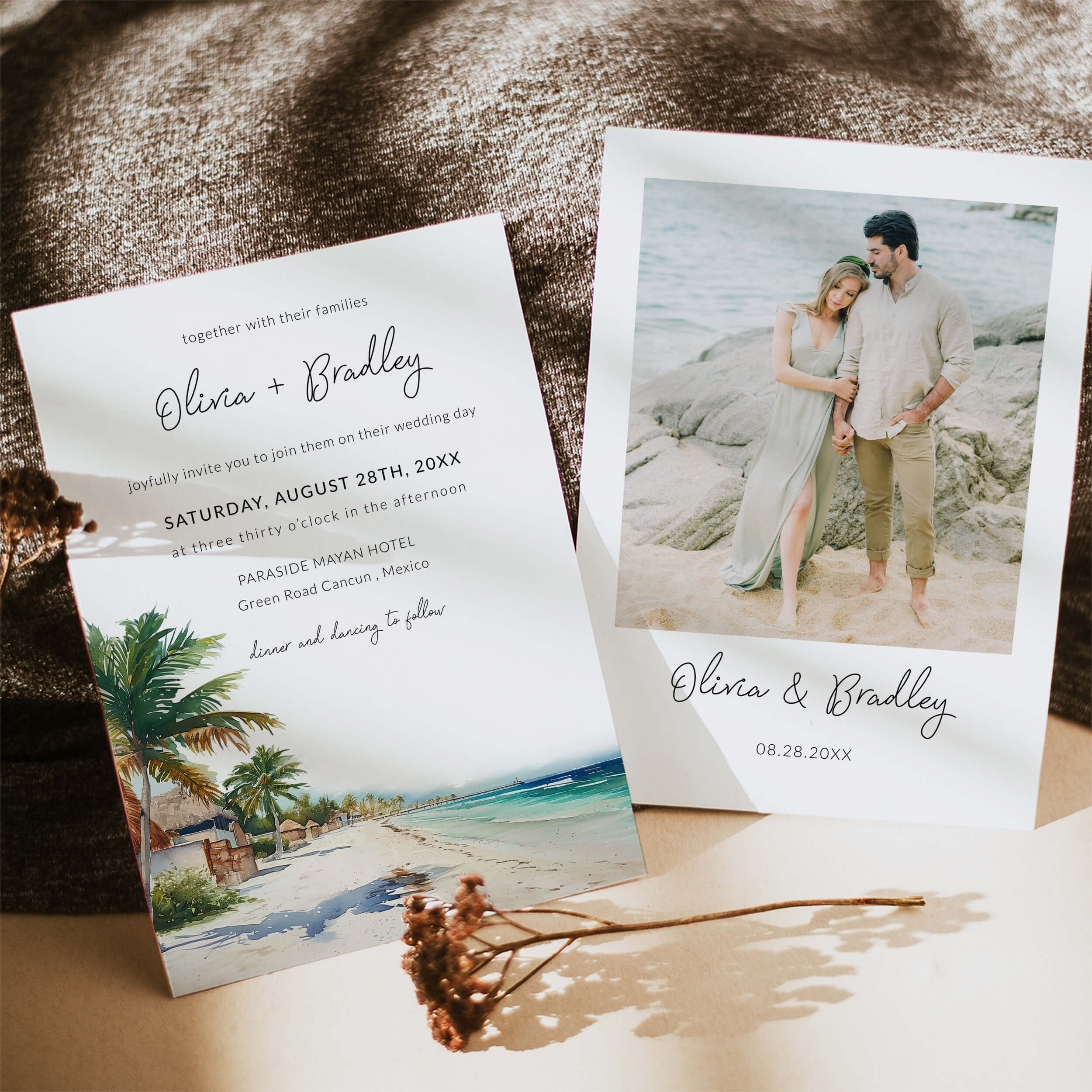 Cancun Wedding Invitation Template Create Your Dreamy Love Story Do It Yourself Printables
