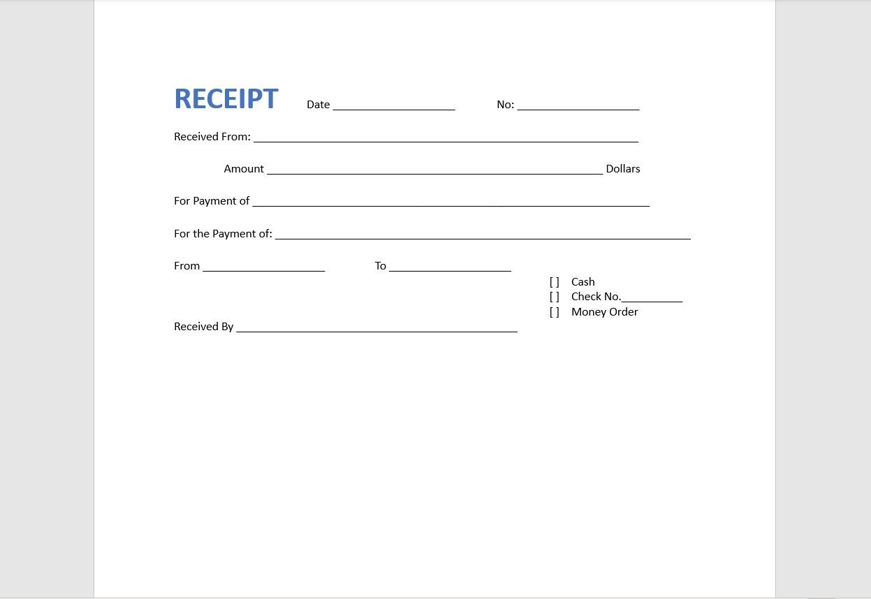 Cash Receipt Template Receipt Receipt Template Word Template Simple Template Word Template Word Receipt Simple Receipt