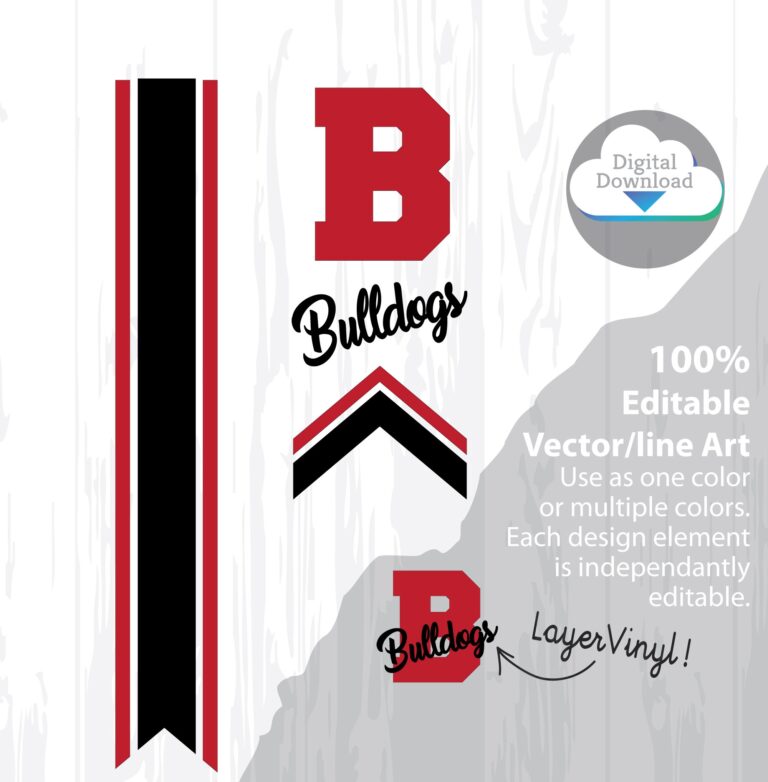 Cheer Bow Template BULLDOGS Stripes U0026 Arrow Tails Svg For