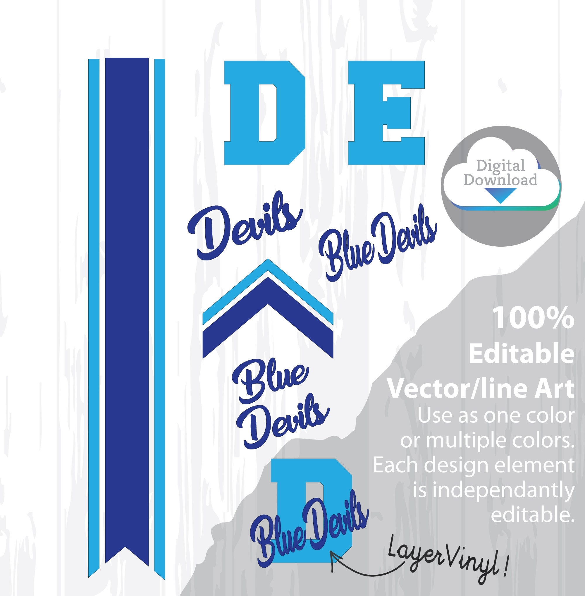 Cheer Bow Template DEVILS Blue Devils Stripes U0026 Arrow Tails 