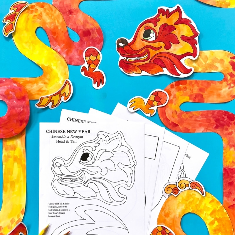Chinese New Year Dragon Craft Printable RedTedArt Resources
