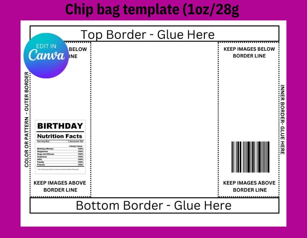 Downloadable Free Printable Chip Bag Template Downloadable Free Printable Chip Bag Template