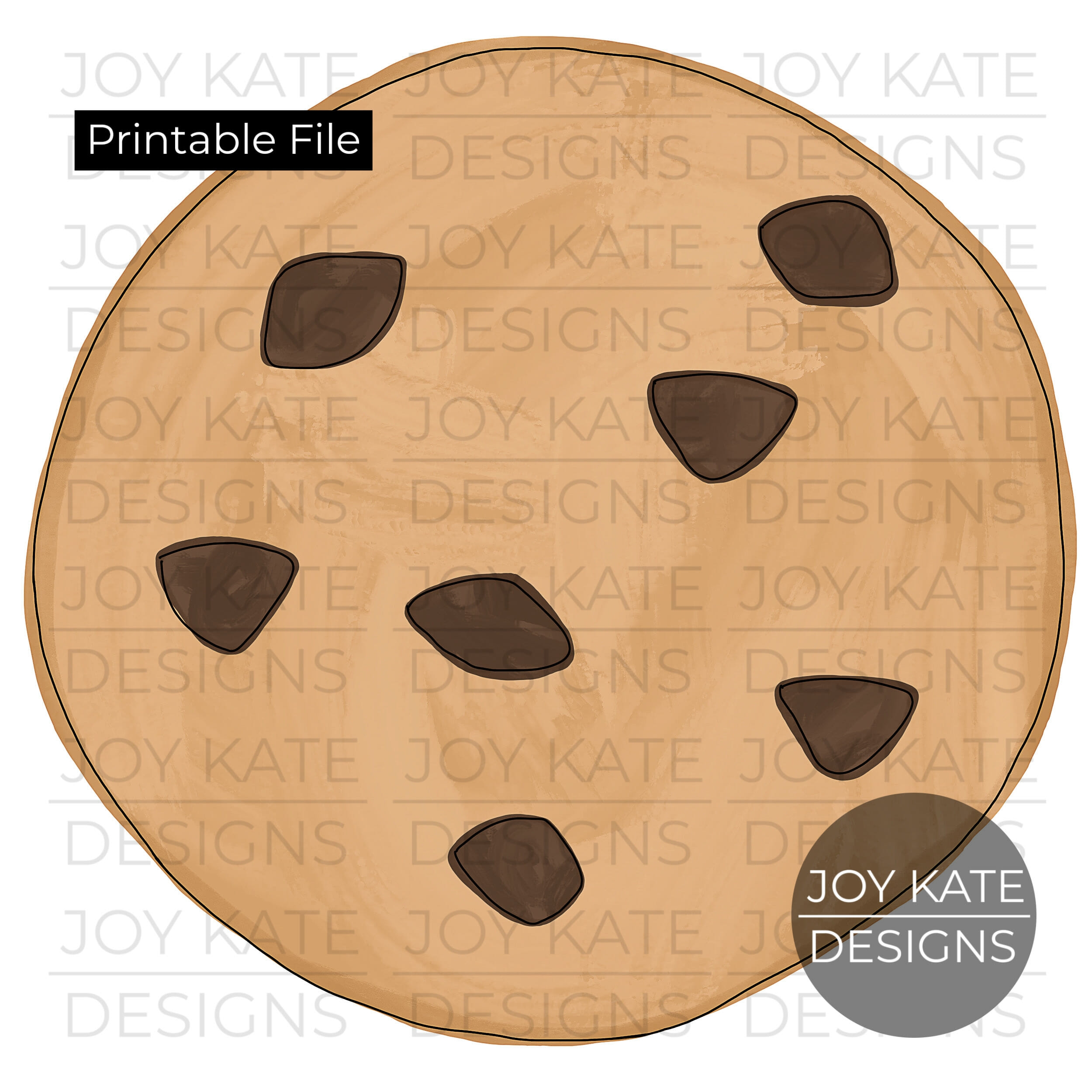 Chocolate Chip Cookie Watercolor Printable PNG Chocolate Chip Cookie Watercolor Printable PNG