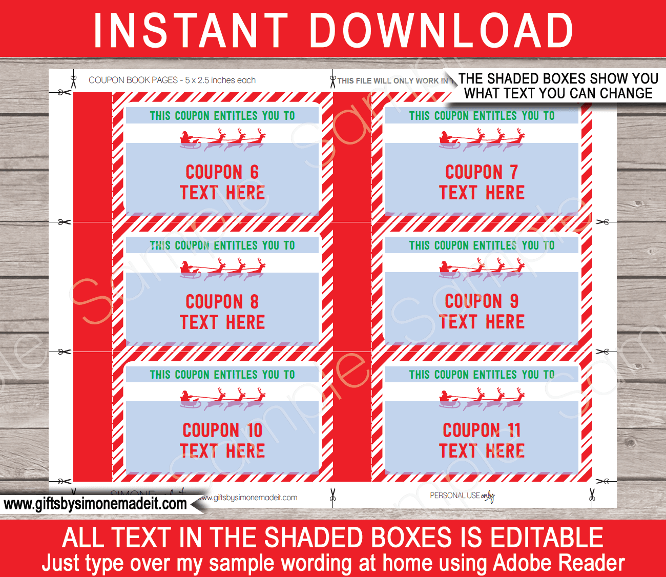 Christmas Coupon Book U0026 Envelope Elf From Santa Red U0026 Green
