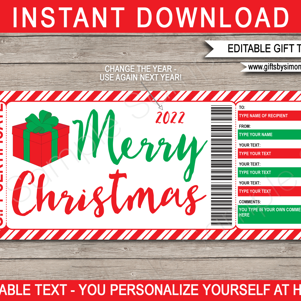 Christmas Gift Certificate Template Editable U0026 Printable Gift Christmas Gift Certificate Template Editable U0026 Printable Gift