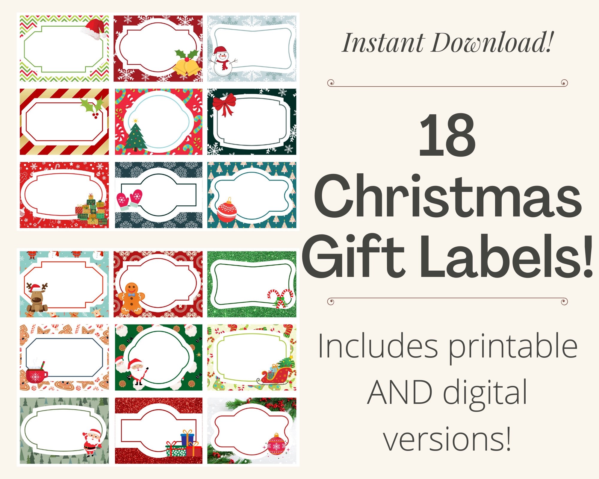 Christmas Gift Tags Christmas Gift Labels Christmas Labels Gift 