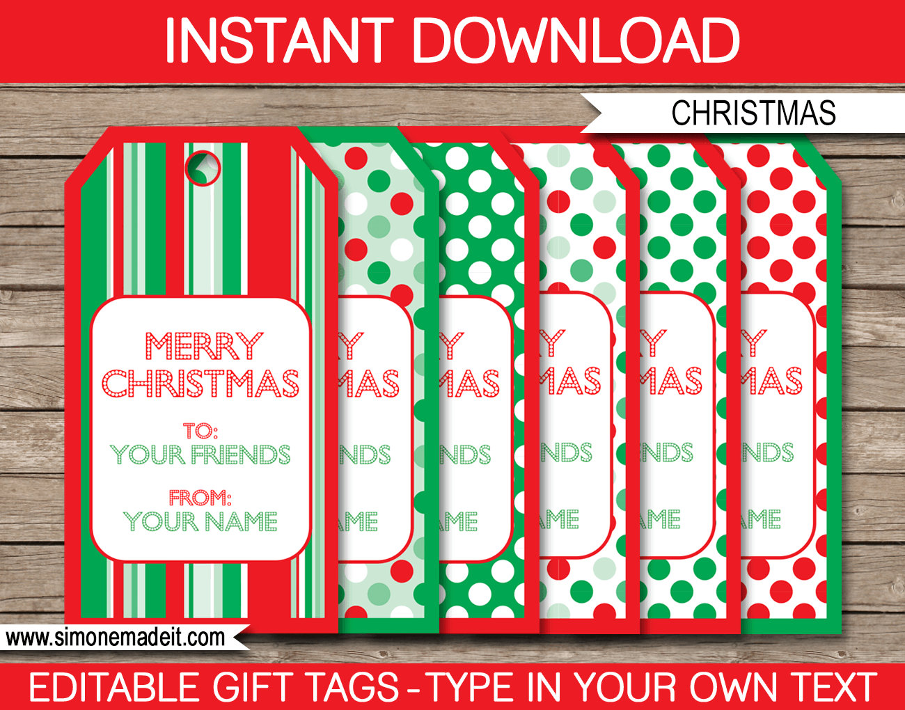 Christmas Gift Tags Template Red U0026 Green