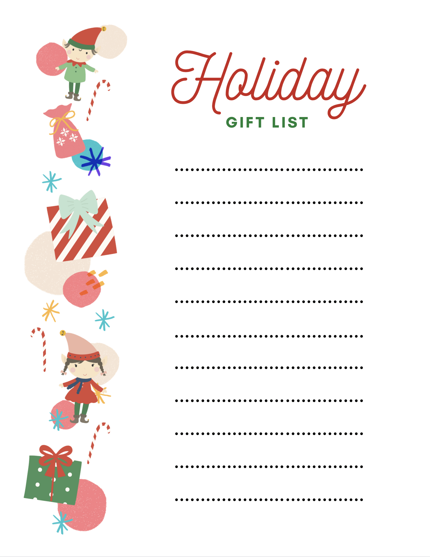 Free Printable Christmas List Template