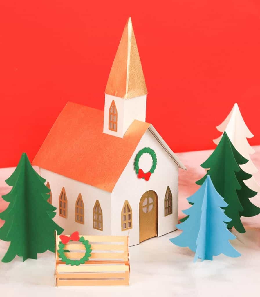 Christmas Paper Church Sweet Red Poppy
