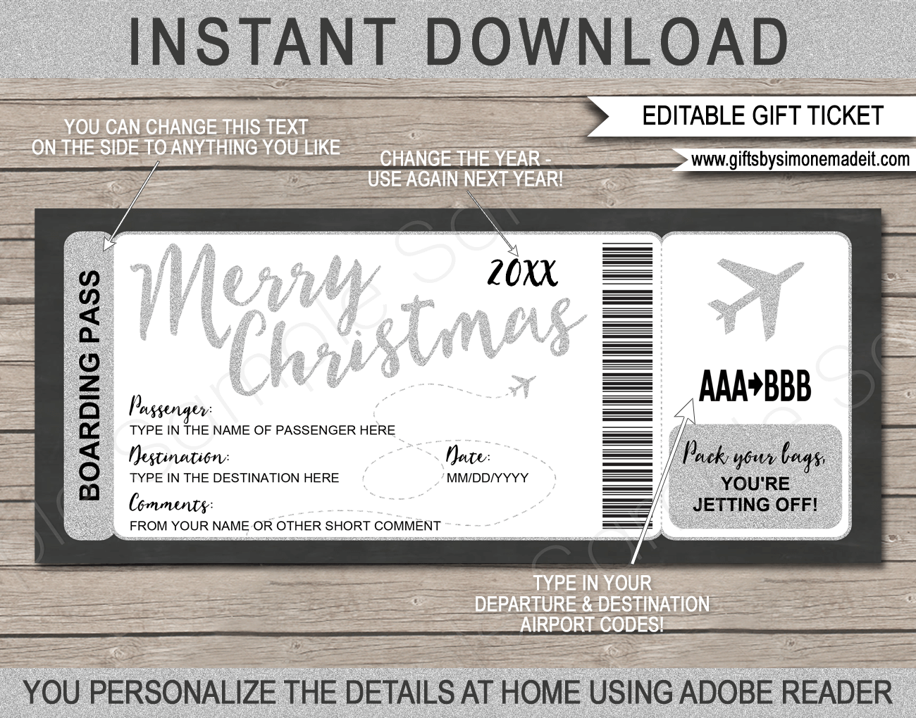 Printable Free Editable Airline Ticket Template