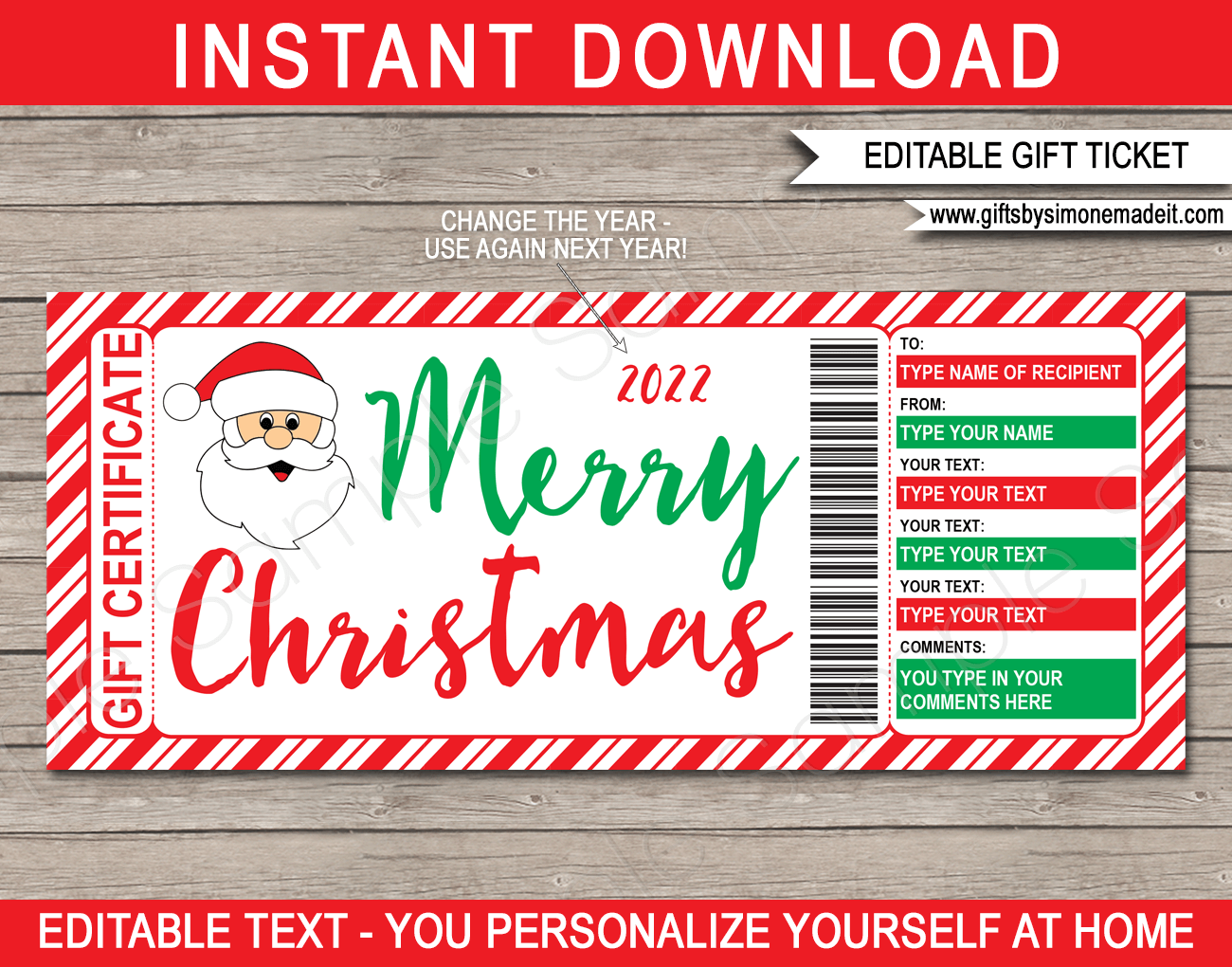 Christmas Santa Gift Certificate Template Printable Gift Vouchers For Kids