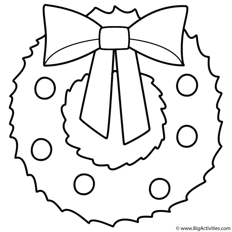Christmas Wreath Coloring Page Christmas