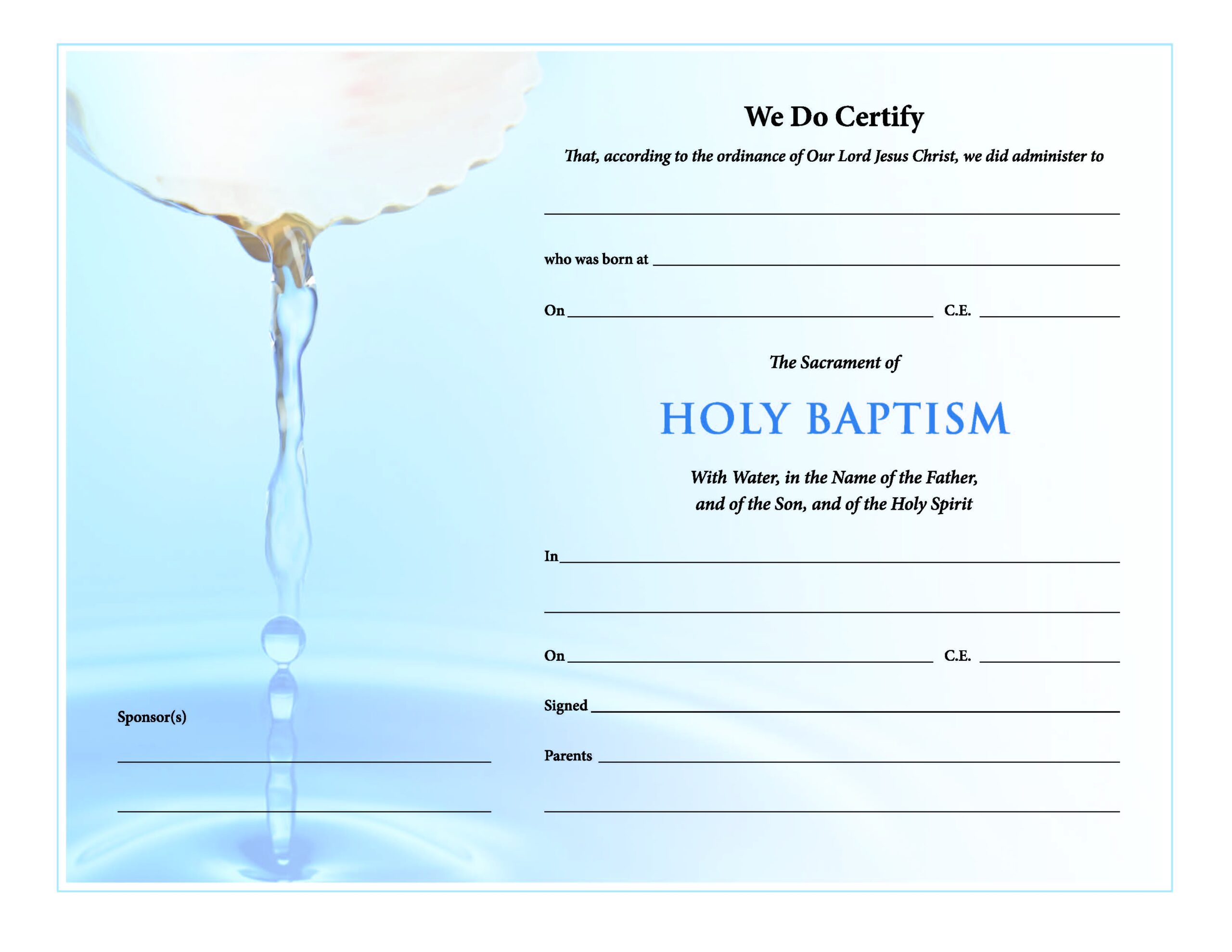ChurchPublishing Holy Baptism Certificate Download