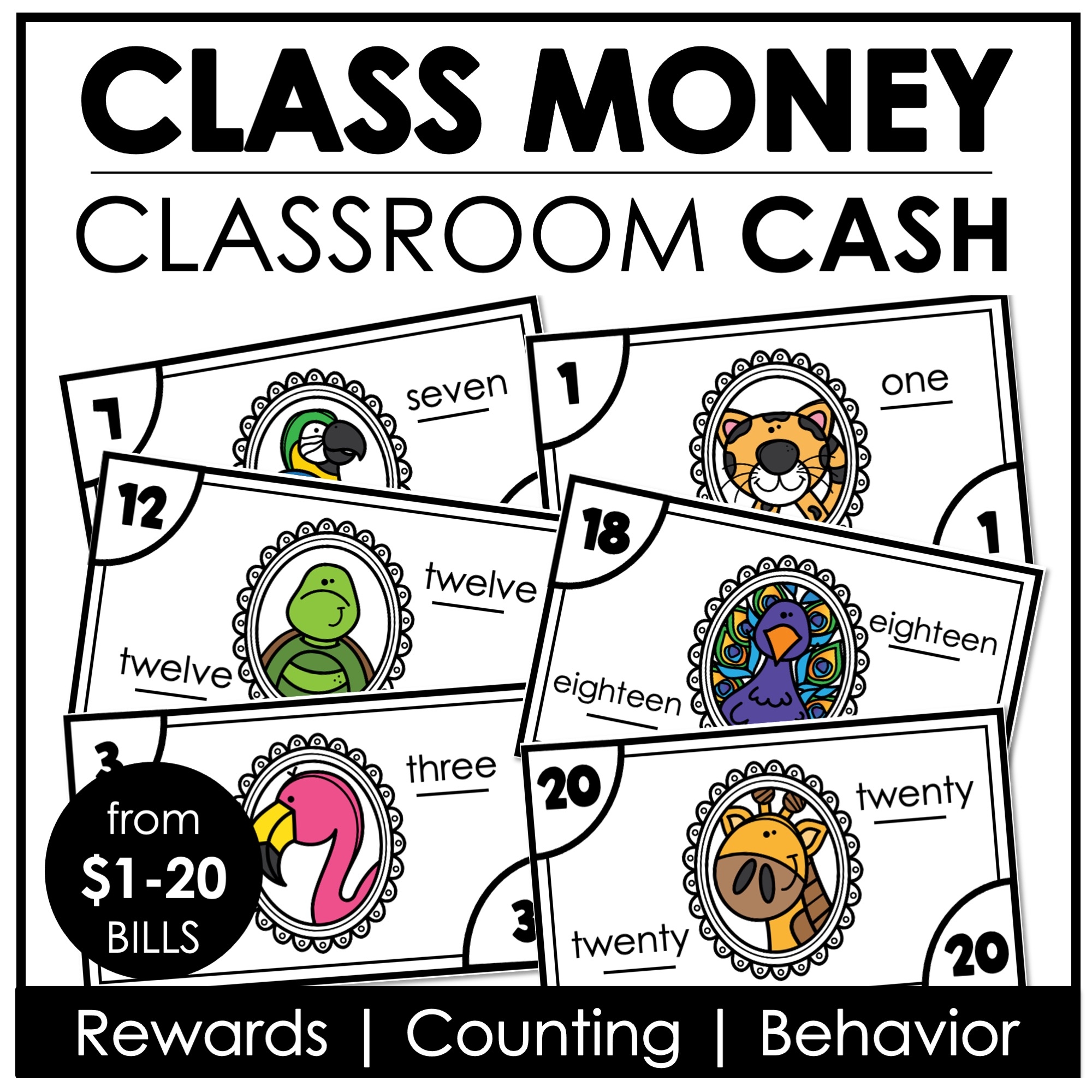 Classroom Money Class Cash Reward System 1 20 Printable Fake Classroom Money Class Cash Reward System 1 20 Printable Fake