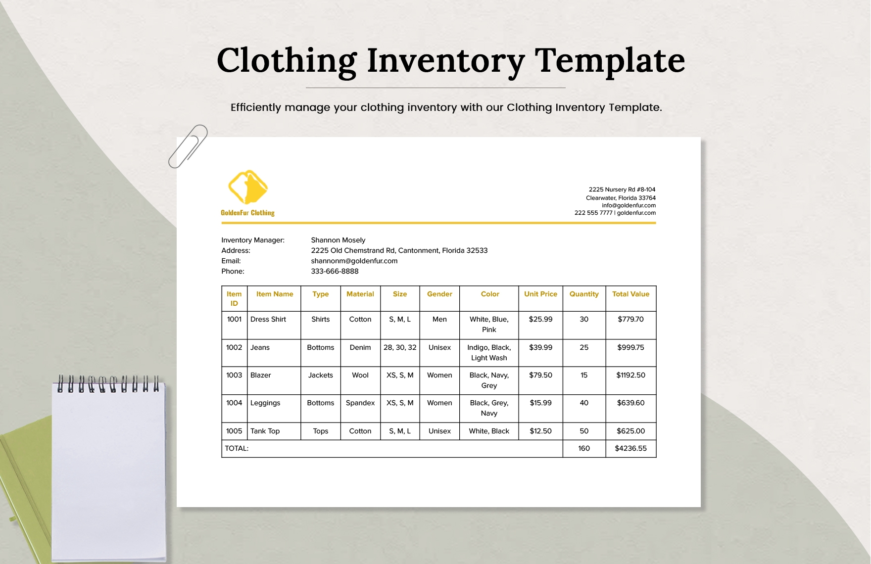 Clothing Inventory Template In Word PDF Google Docs Download Template 