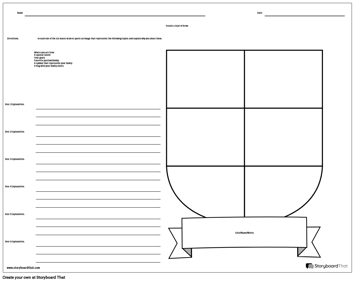 Coat Of Arms Student Activity Free To Print Storyboard Coat Of Arms Student Activity Free To Print Storyboard