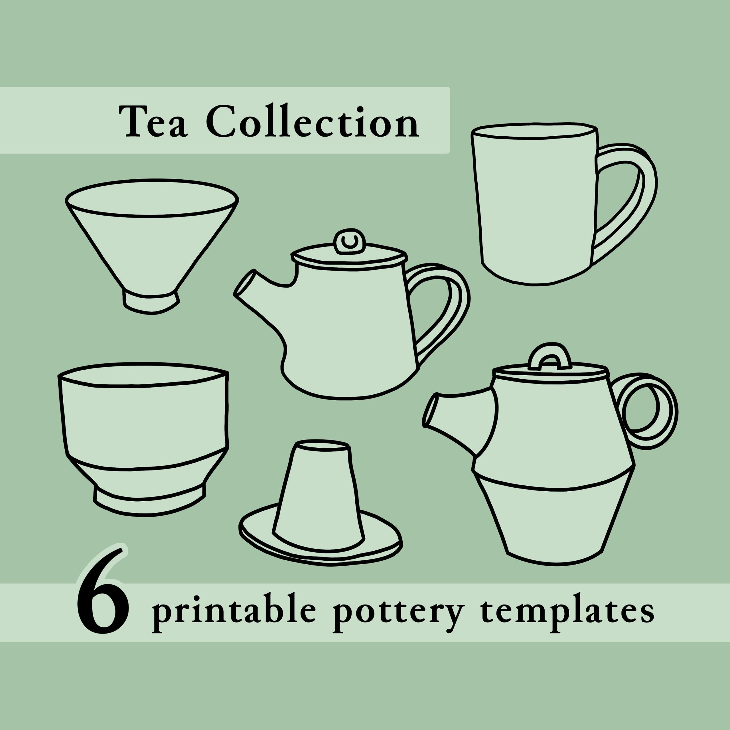 Collection Of 6 Printable Pottery Templates The Tea Collection Etsy Collection Of 6 Printable Pottery Templates The Tea Collection Etsy