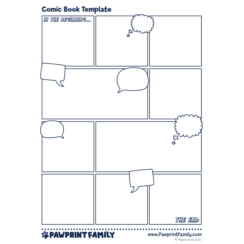 Comic Book Template Pawprint Family