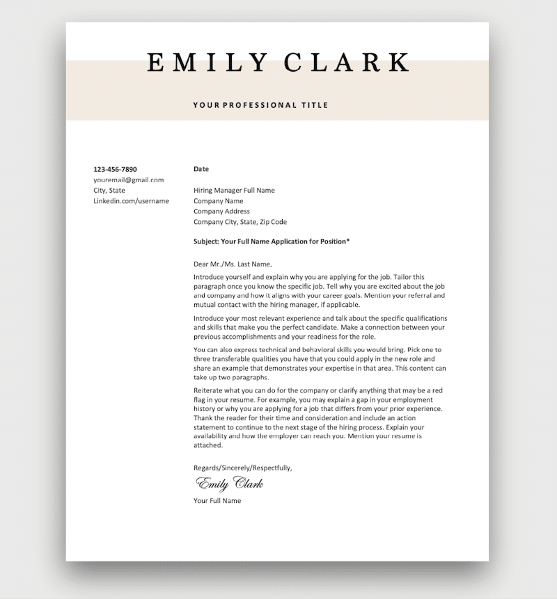 Cover Letter Template Download For Free