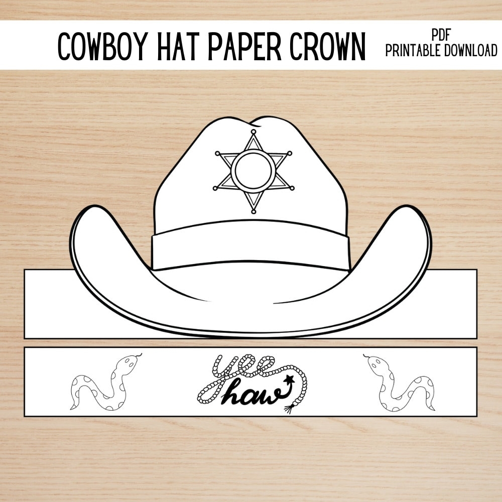 Cowboy Hat Paper Crown Coloring Craft For Kids Cowgirl U0026 Cowboy