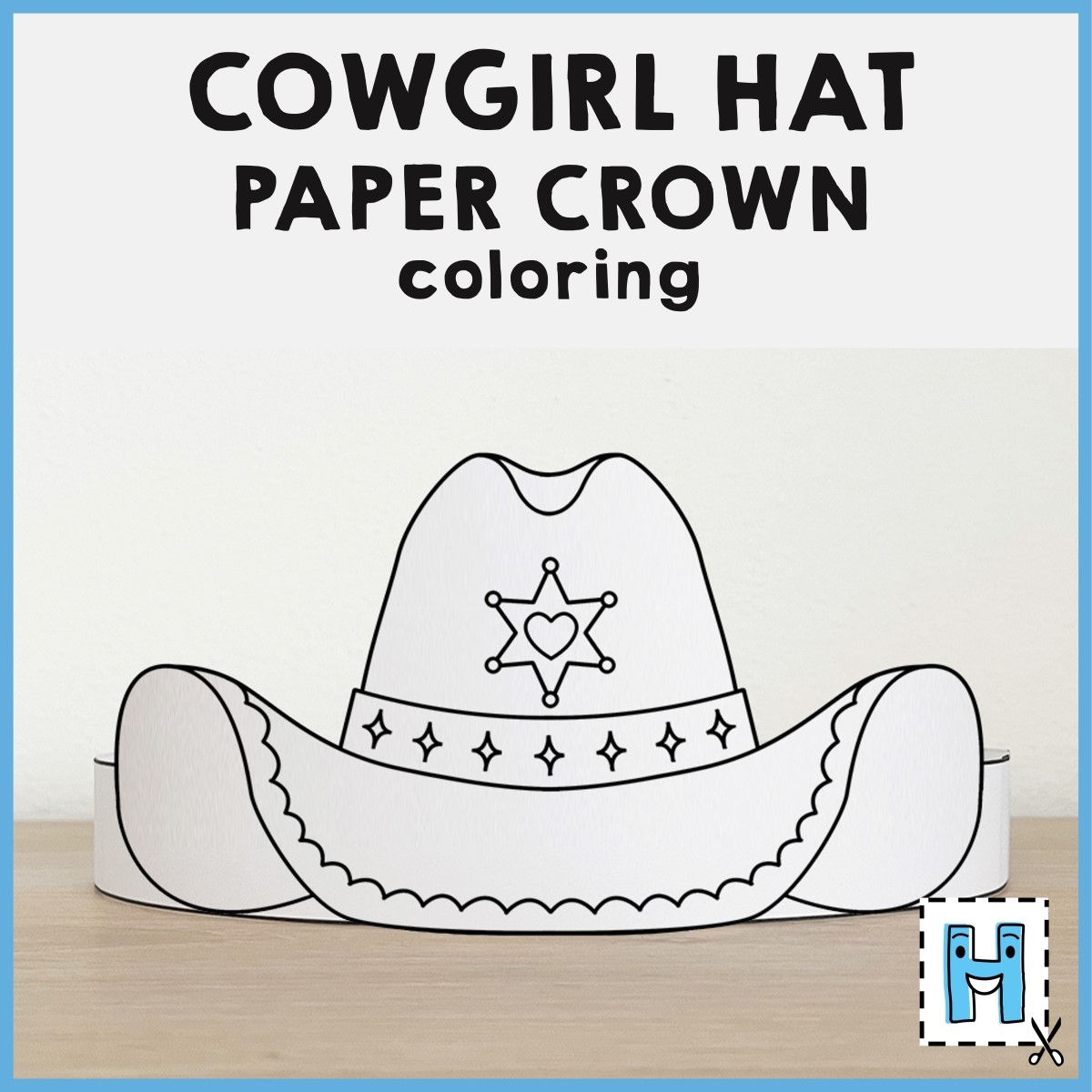 Cowgirl Hat Paper Crown Printable Wild West Coloring Craft Activity For Kids