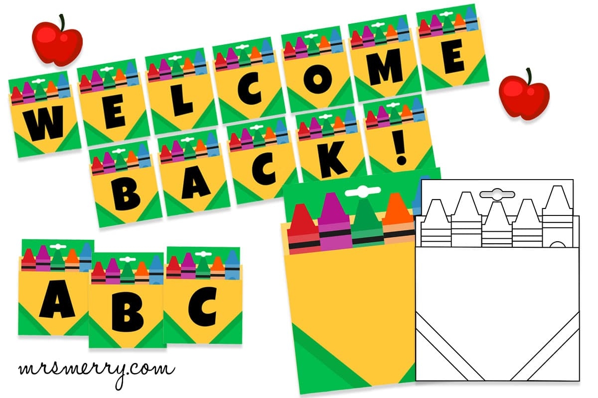 Crayons Printable Template U0026 Letter Banner Mrs Merry