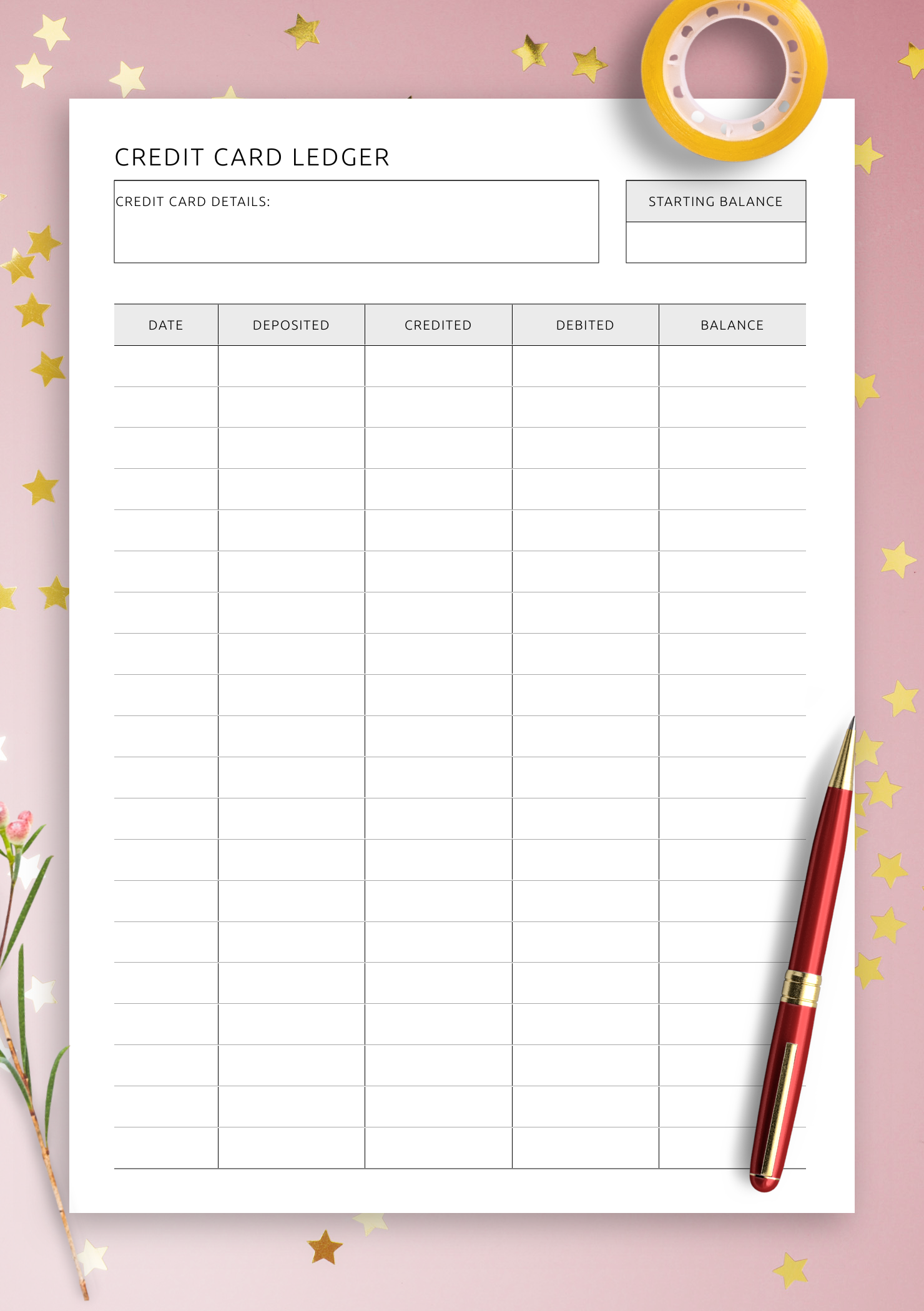Credit Card Ledger PDF Get Printable Or Digital Template For 