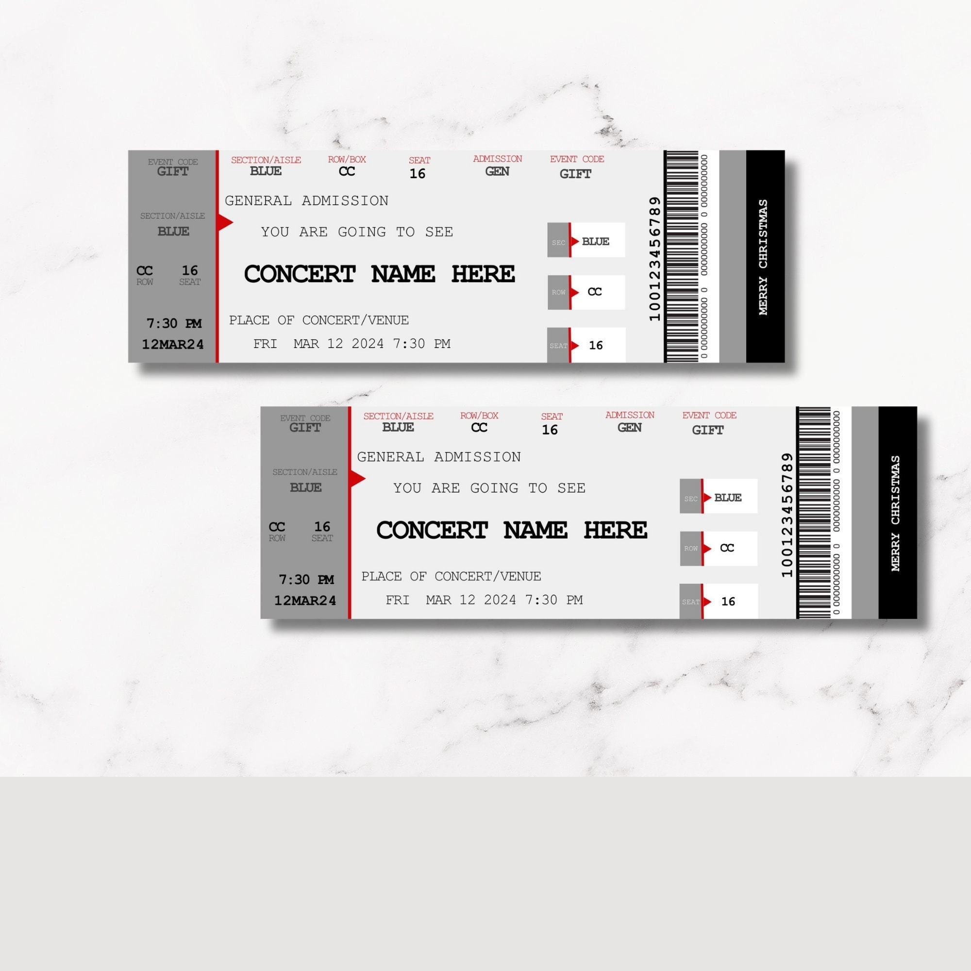 Custom Concert Ticket Design Personalized Event Pass Template 