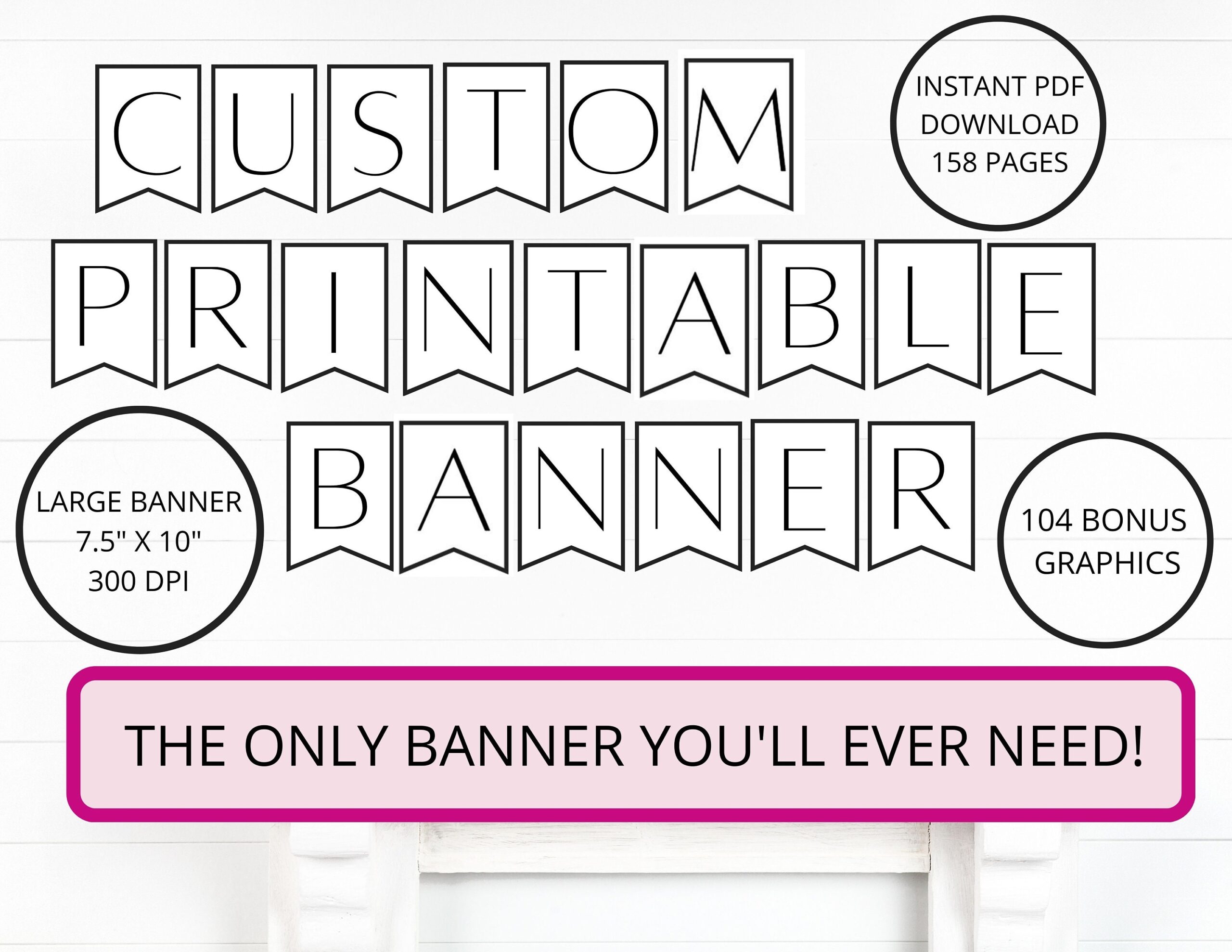 Custom Printable PDF BANNER Printable Alphabet Letter Banner 