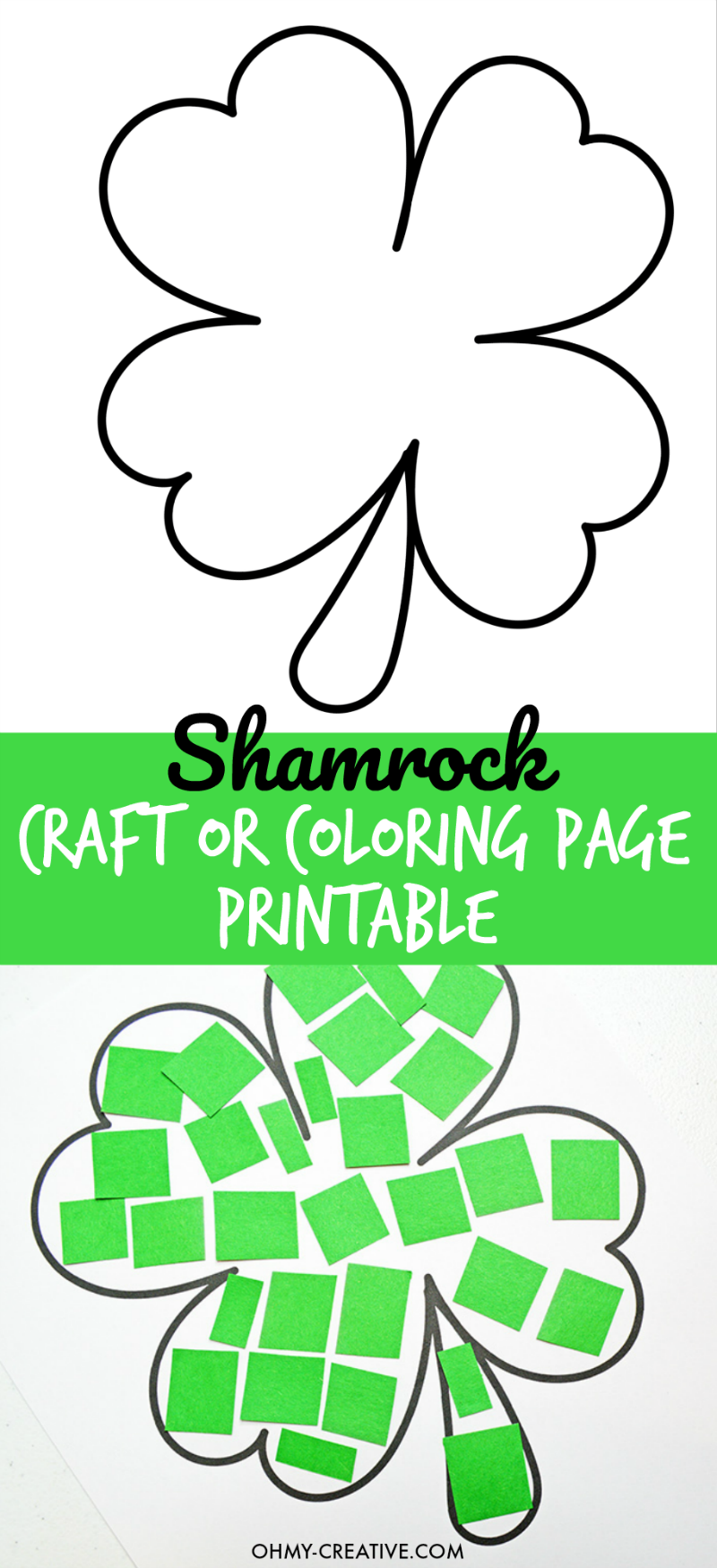 Cut And Paste Shamrock Template Or Coloring Page Oh My Creative