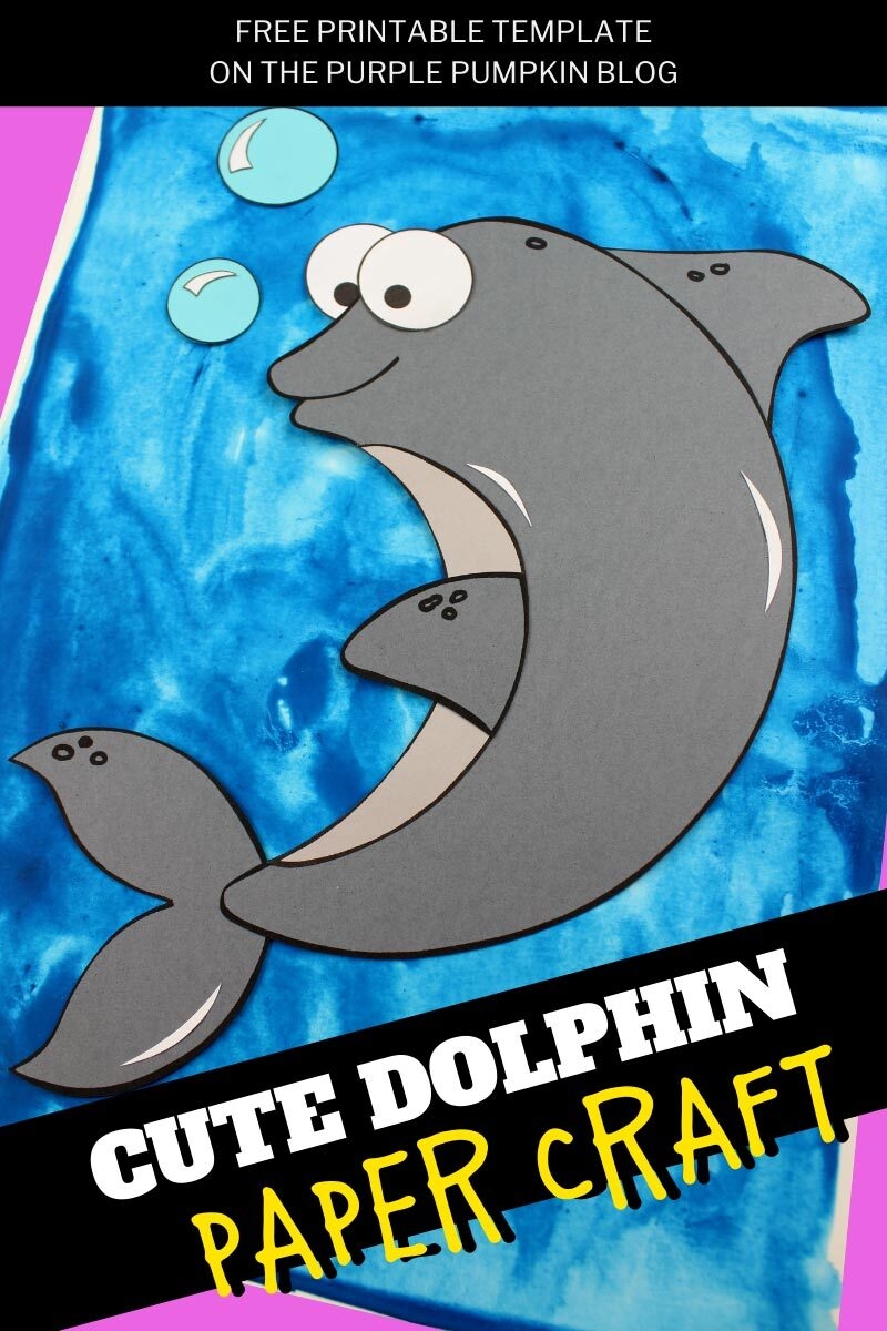 Cute Paper Dolphin Craft With Free Printable Template 