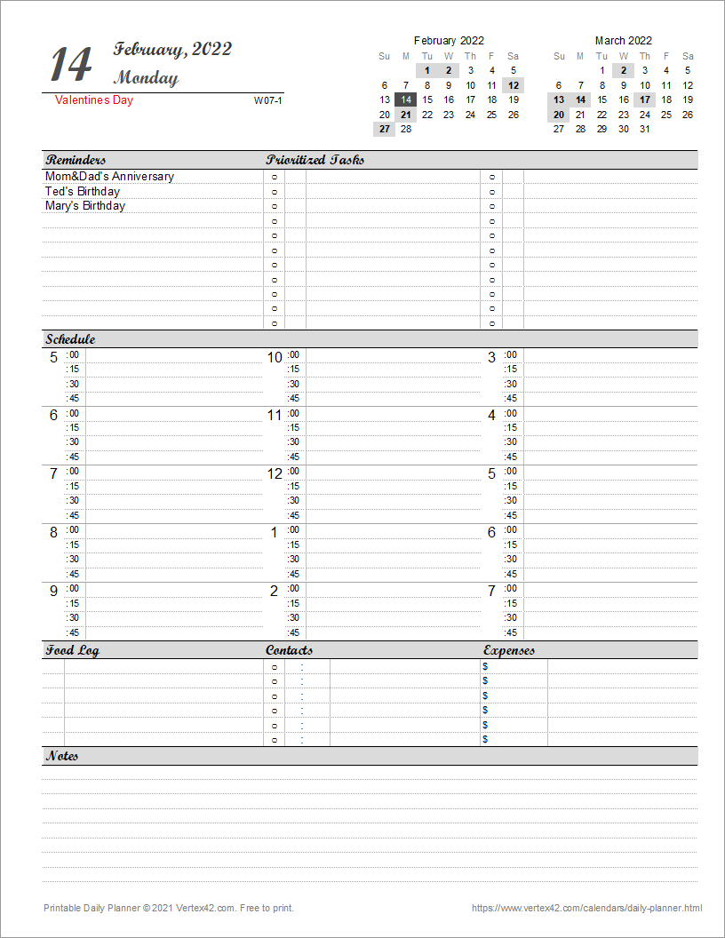 Daily Planner Template Printable Free Daily Planner Template Printable Free