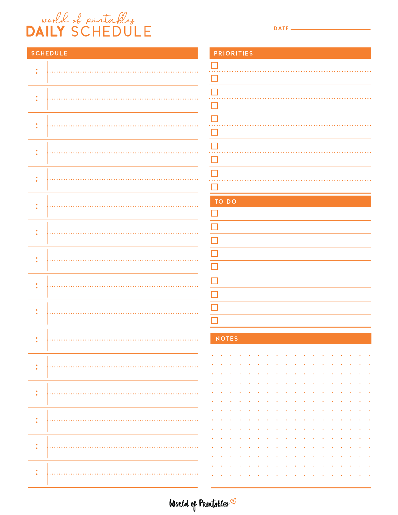 Daily Schedule Template Printable Free Daily Schedule Template Printable Free