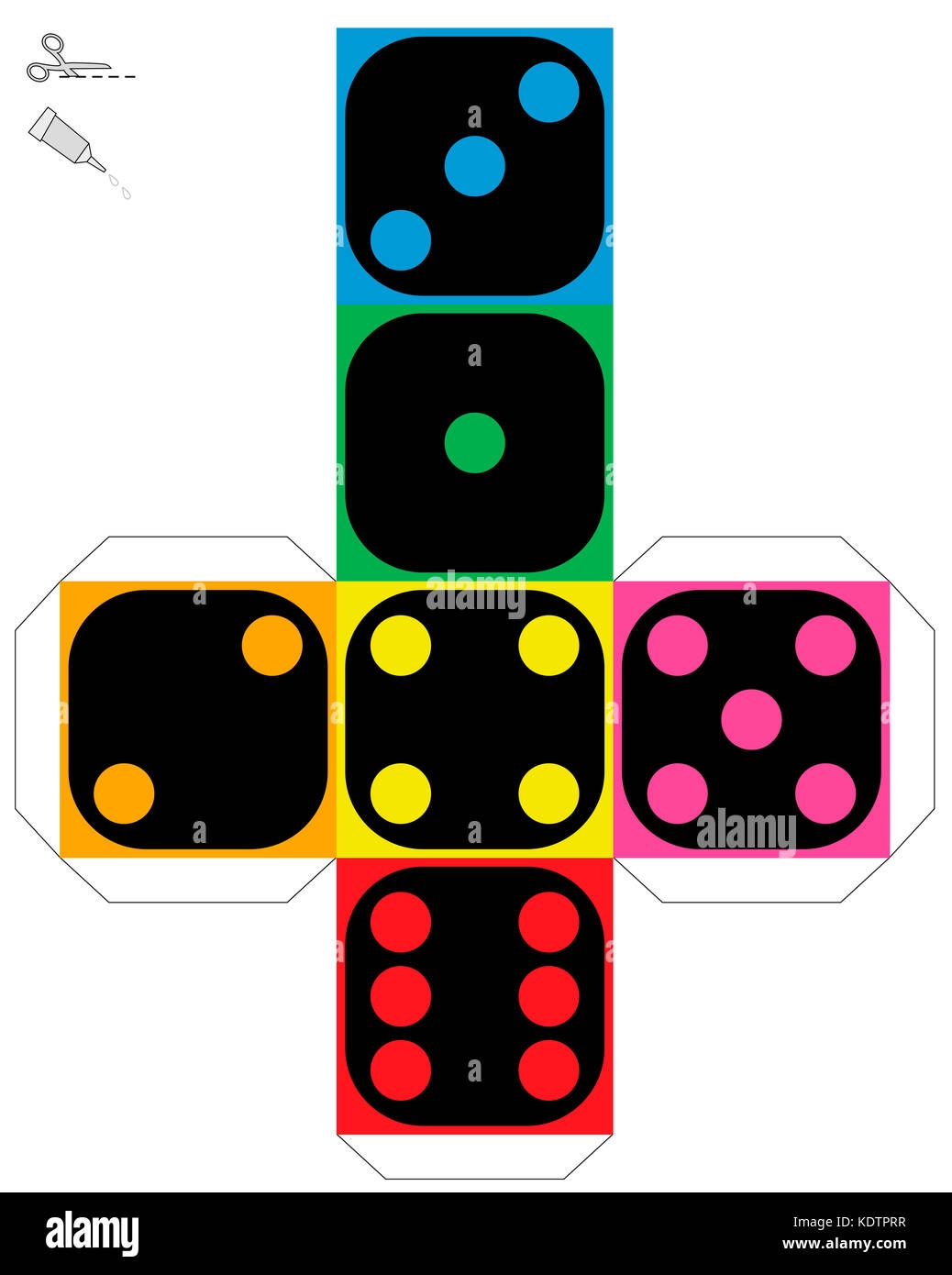 Dice Template Construction Sheet Of A Colorful Cube To Make A Three dimensional Handicraft Work Out Of It Stock Photo Alamy Dice Template Construction Sheet Of A Colorful Cube To Make A Three dimensional Handicraft Work Out Of It Stock Photo Alamy