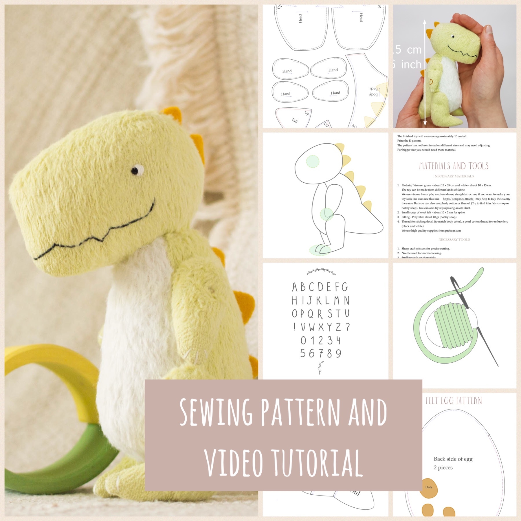 Dinosaur In Egg Sewing Pattern Pdf And Video Tutorial Dinosaur In Egg Sewing Pattern Pdf And Video Tutorial