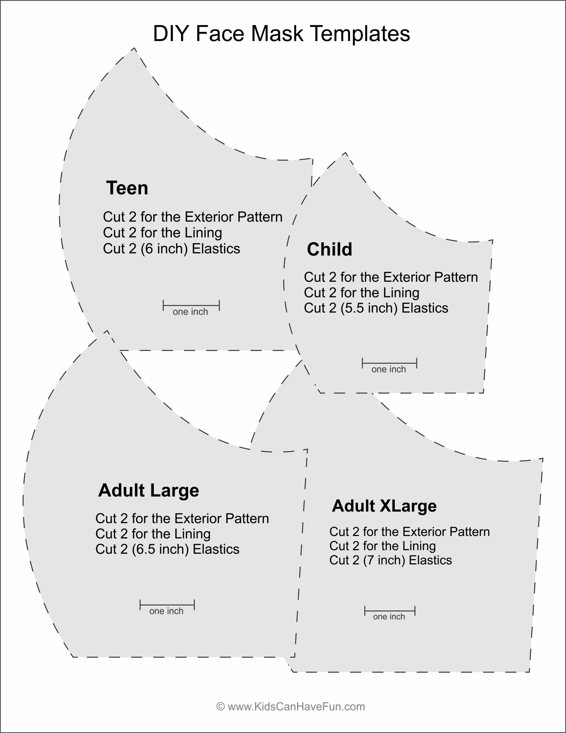 DIY Face Mask Templates Adult Teen Child KidsCanHaveFun Blog 