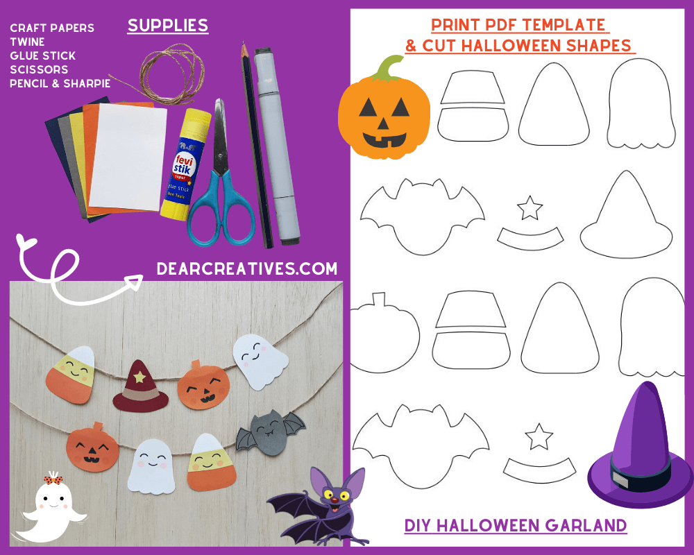 DIY Halloween Garland U0026 Halloween Printable Template Dear Creatives